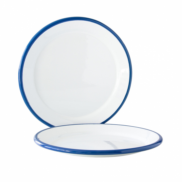 Tallerken 25 cm, White-Blue i gruppen Emaljeret stål hos Kockums Jernverk AB (PLAT25-006)