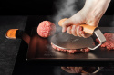 Burgerpresser med håndtagsbeskyttelse i læder  